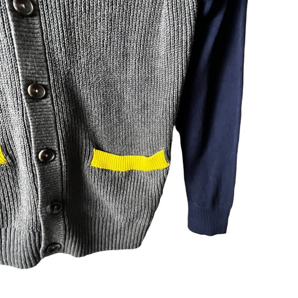 BP Colorblock Cardigan Sweater Button Front Varsity Knit Gray Navy Size Small - Picture 3 of 11